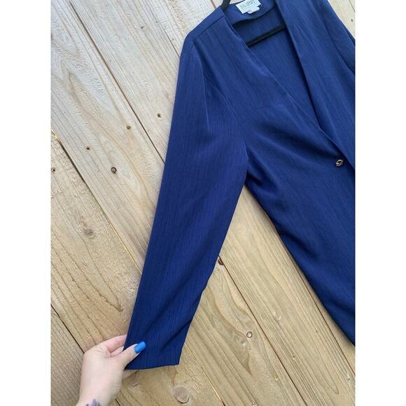 S.G Sport Collections Long Sleeve Blue Single Button V-Neck Blazer Size S Jacket - Picture 2 of 6